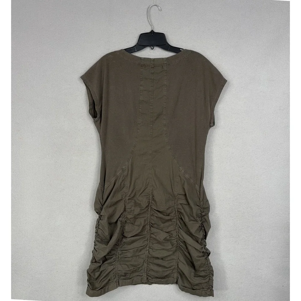 Wearables Tunic Dress Womens XL Brown Solid Ruched Lagenlook Minimal Oh My Gauze